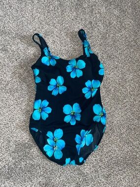 Women's Blue Floral One-Piece Swimsuit - Classic Fit